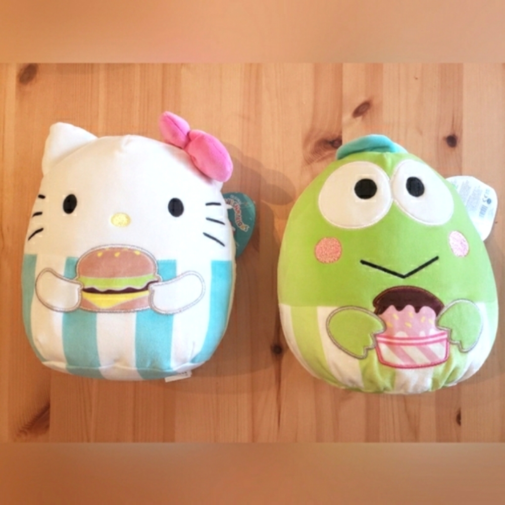 Squishmallow 8" Hello Kitty with Burger + Keroppi with Sundae (Food Truck Squad)